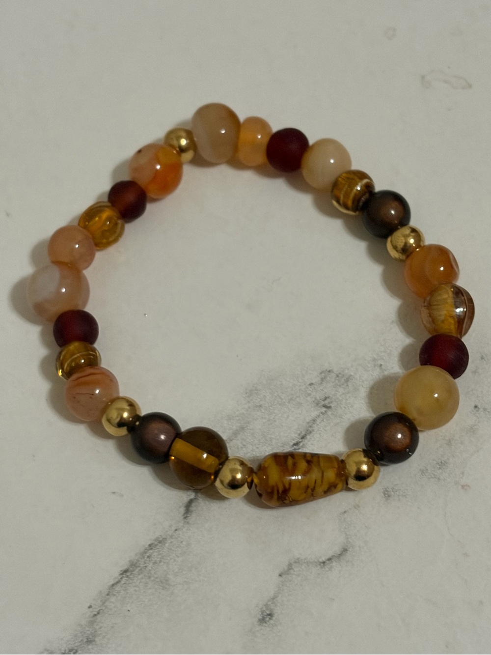 Autumn Glass Bead Stretch Bracelet